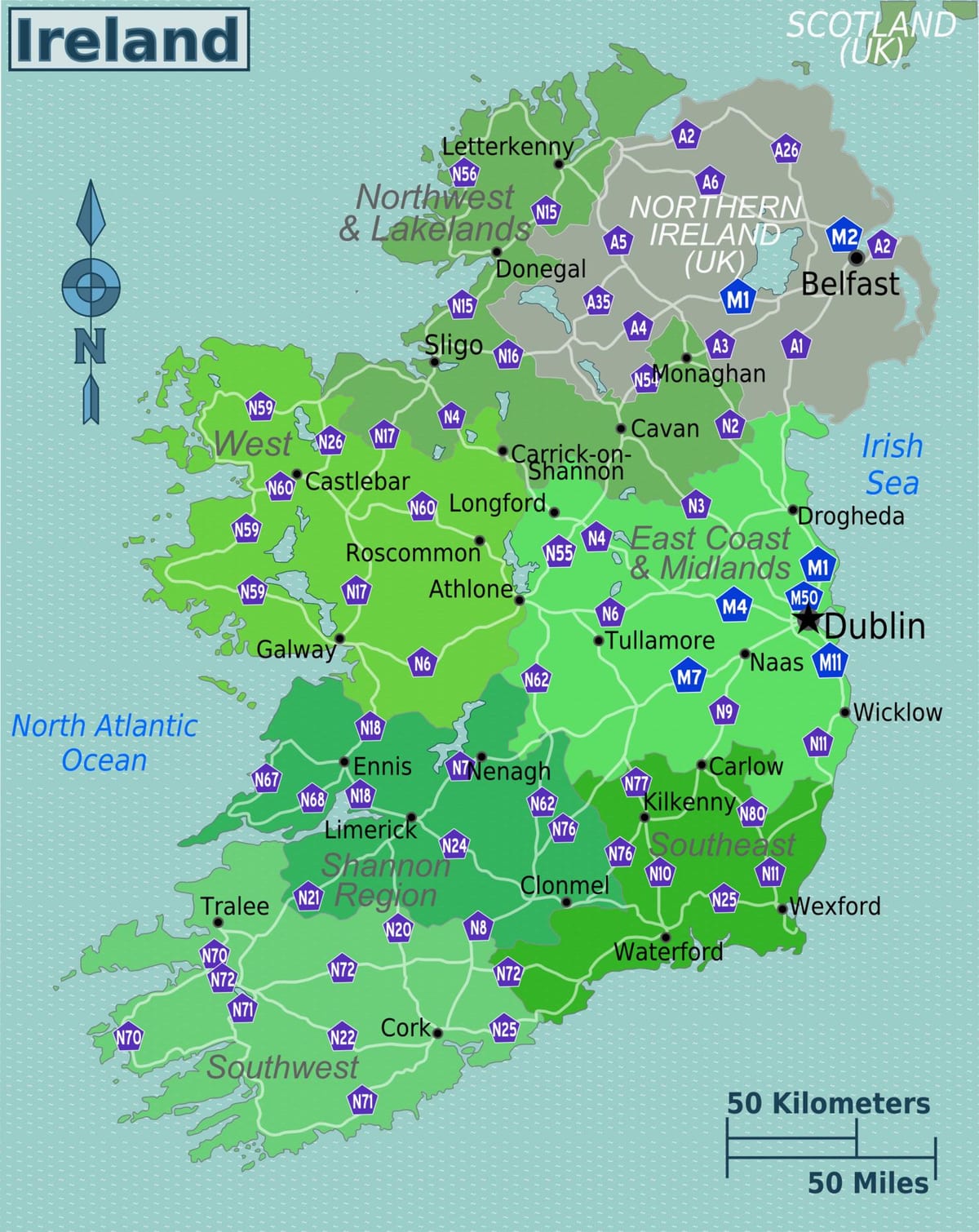 mapa barevné mapy irska