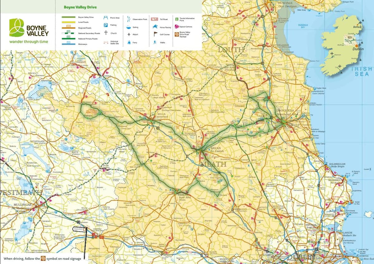 mapa boyne valley irsko