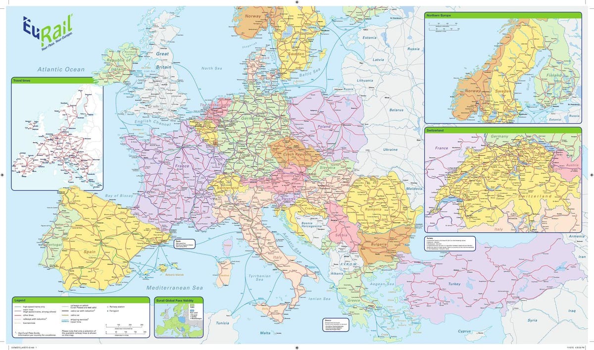 mapa eurail irsko