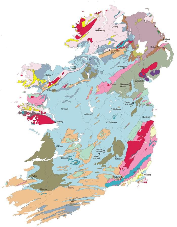 mapa geologická mapa irska