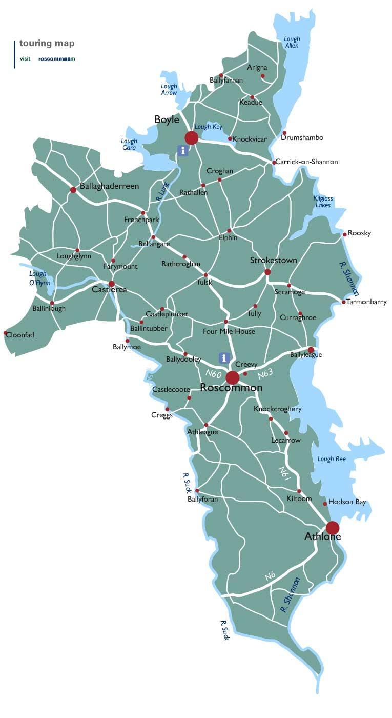 mapa hrabství roscommon, irsko