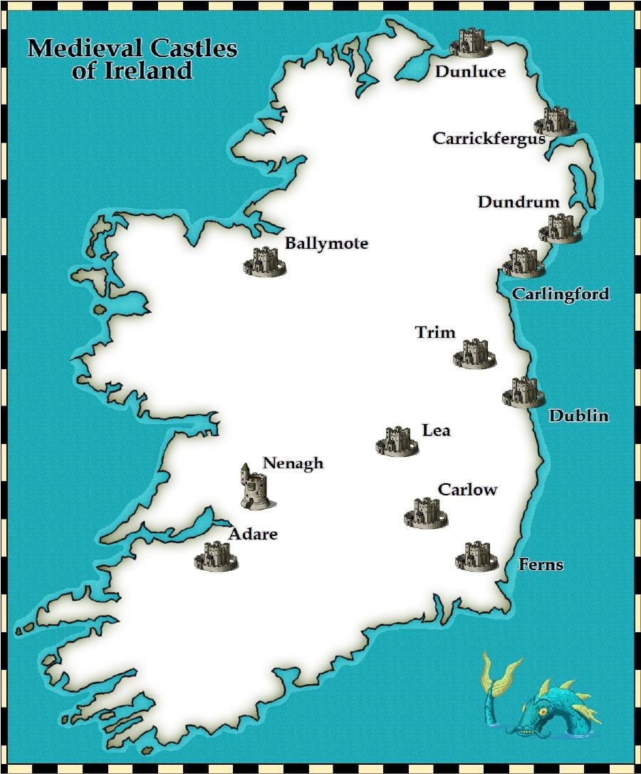 mapa hradů v irsku