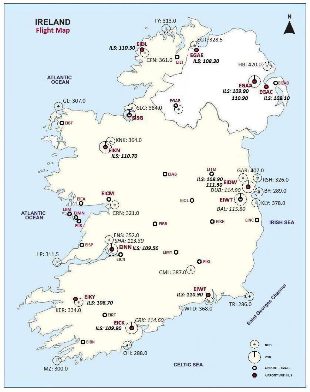 mapa irska ukazuje letišť