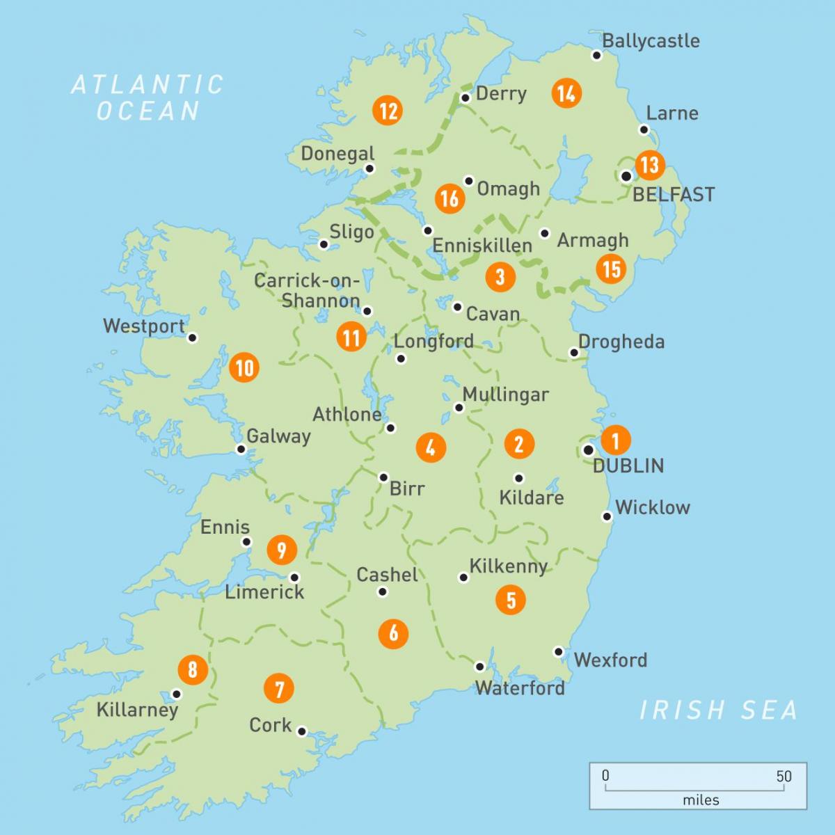 irsko na mapě