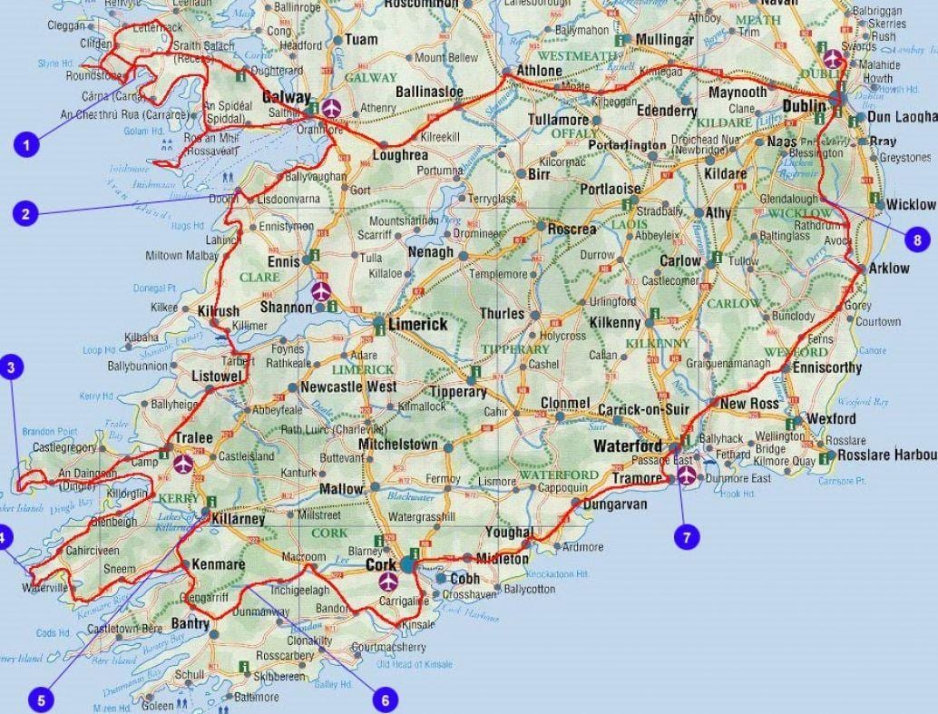 mapa cestování irsko