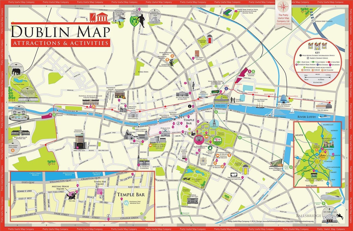 mapa dublin irsko turistické atrakce