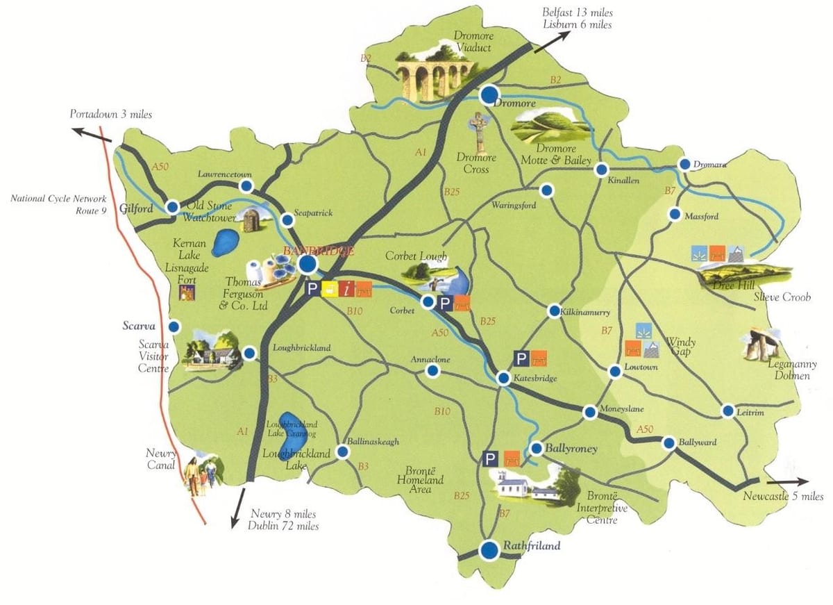 mapa co dolů severního irska