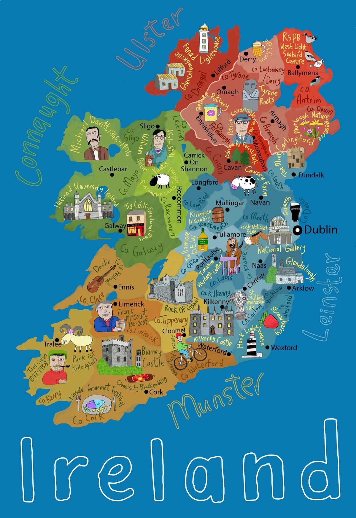 kreslená mapa irska