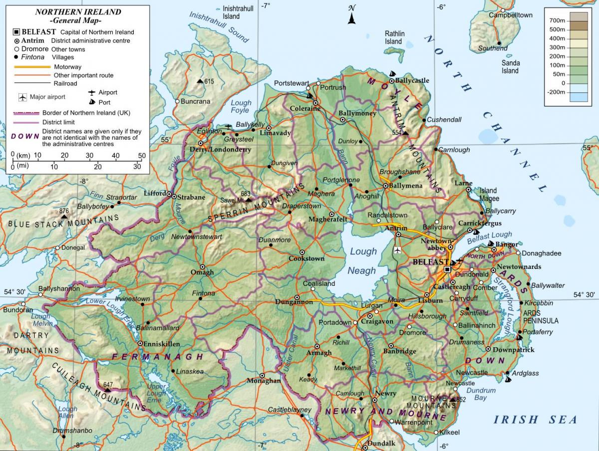 mapa severního irska