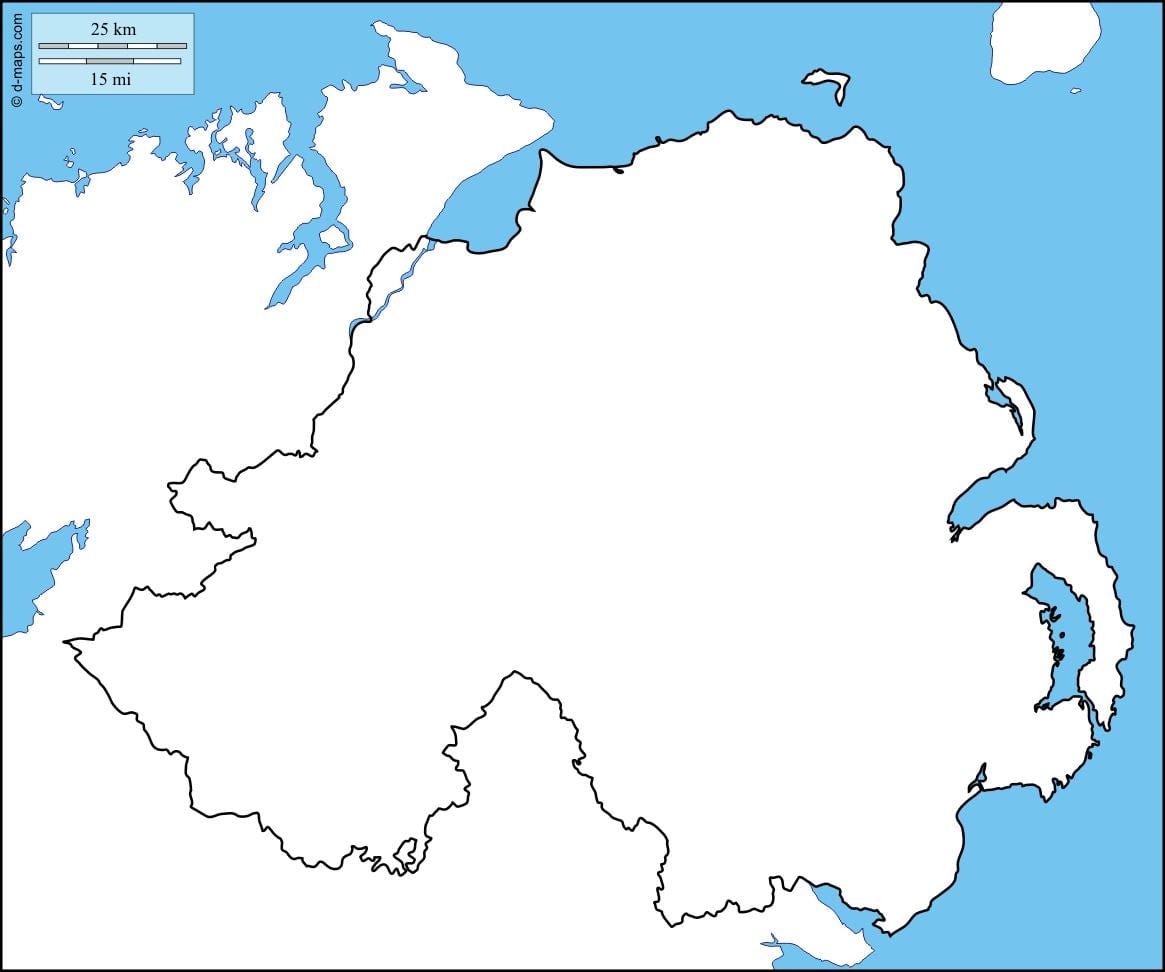 slepá mapa severní irsko