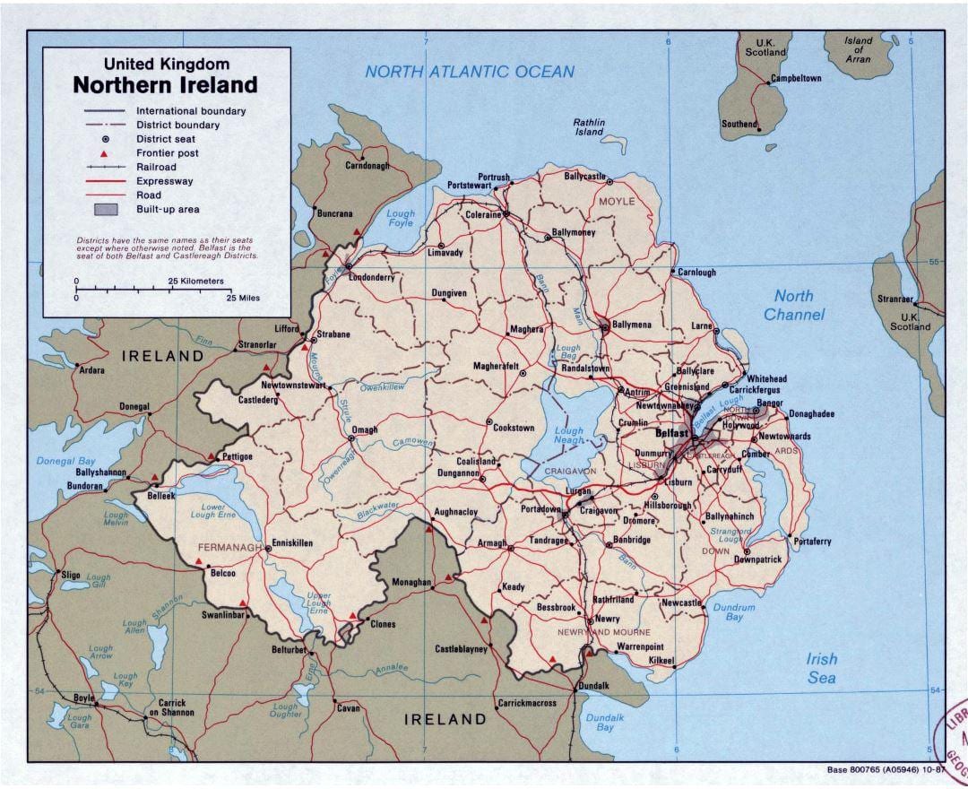 mapa silniční mapa irska a severního irska