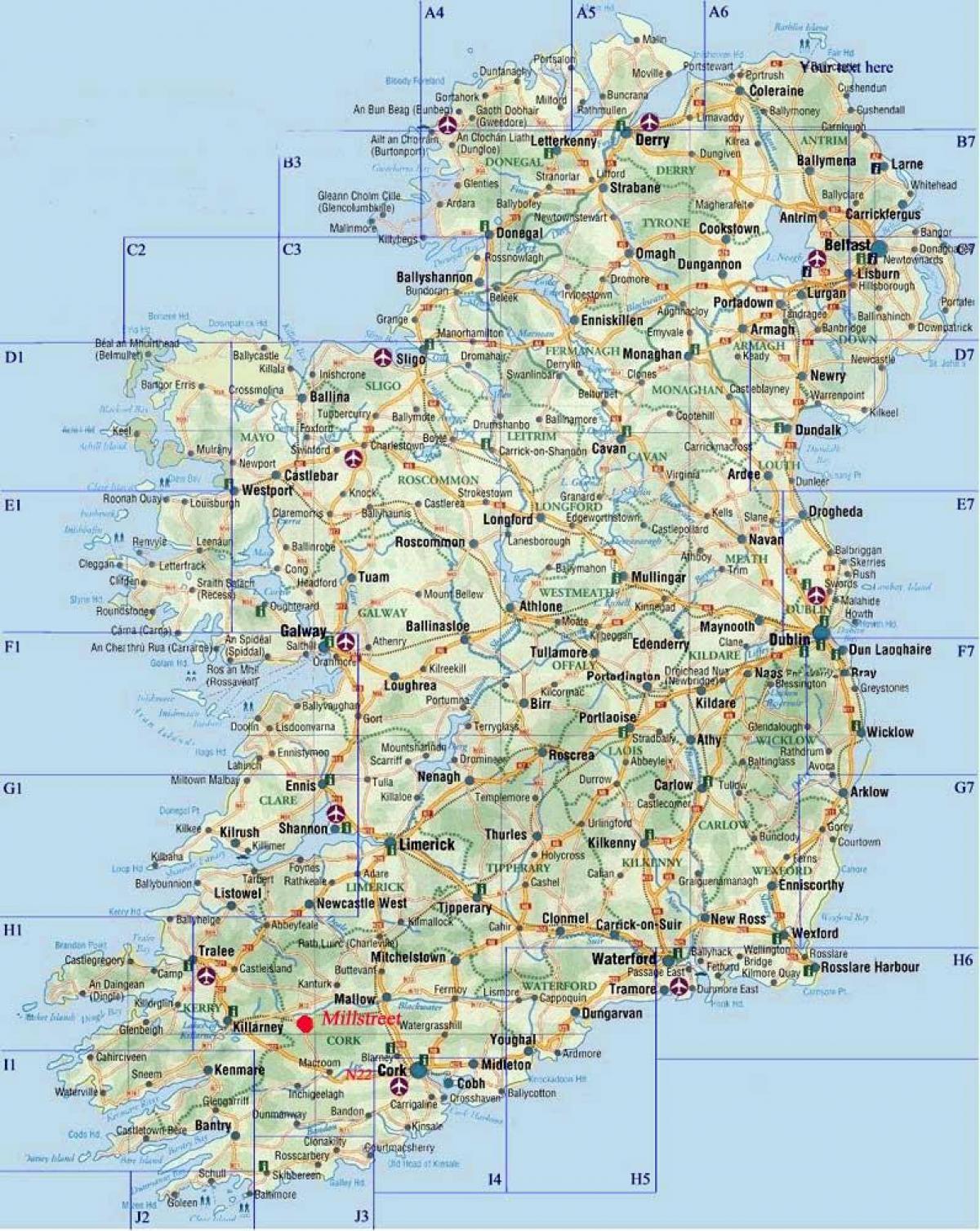 podrobná silniční mapa irska