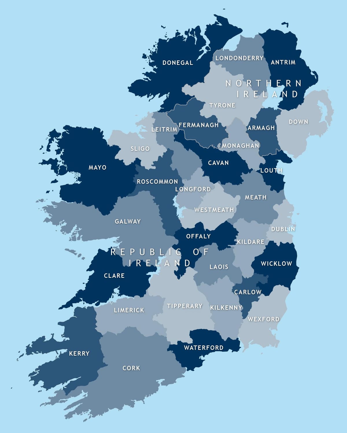 mapa upravitelné mapa irska