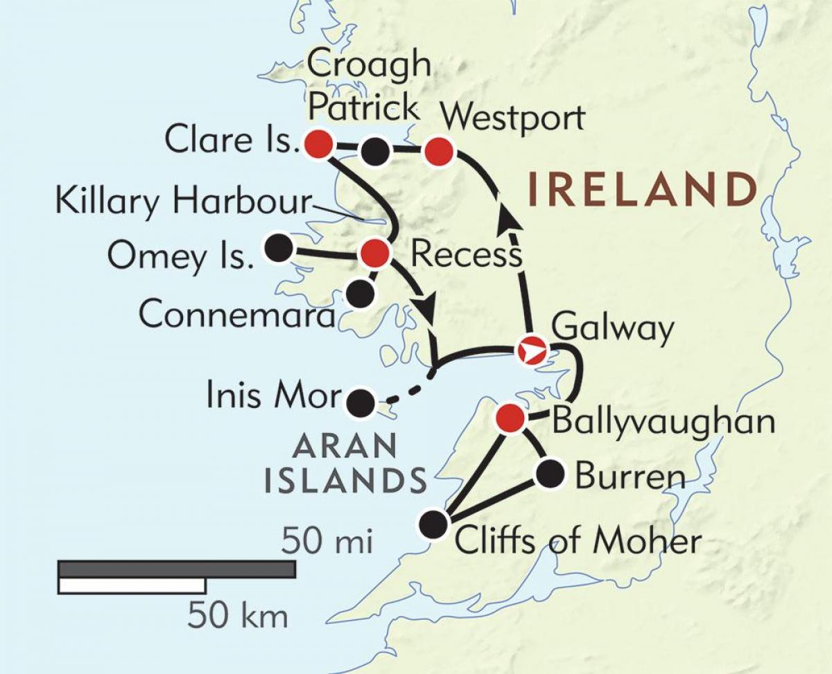 mapa západní pobřeží irska 