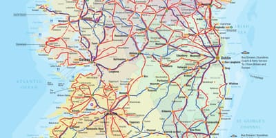 Irsko mapa autobusových linek