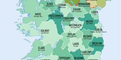 Mapa irska ukazuje krajů