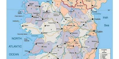 Mapa irska s městy