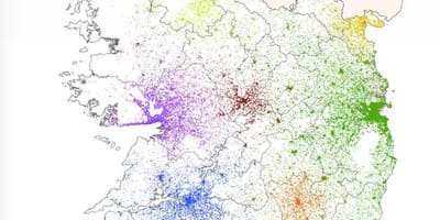 Irsko mapa hustota obyvatel