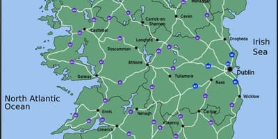 Mapa řidičský mapa irska vzdálenost