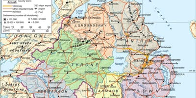 Mapa letišť v severním irsku