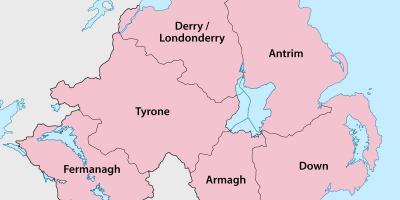 Mapa severního irska krajů a měst
