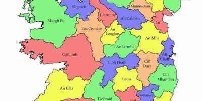 Mapa irska s county jména