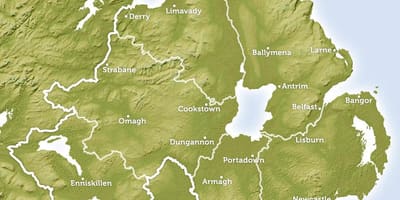 Mapa regionální mapa severního irska