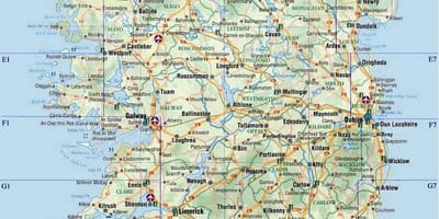 Podrobná silniční mapa irska