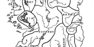 Slepá mapa irska s řeky a hory