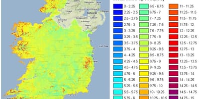 Rychlost větru mapa irska